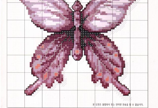 Beautiful violet cross stitch butterfly