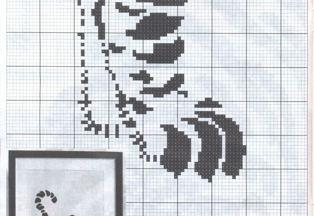 Black and white tiger cross stitch pattern (2)