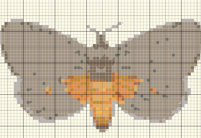 Brown and gray cross stitch butterfly