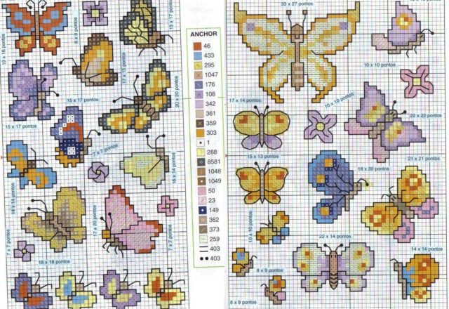 Butterflies small and simple cross stitch patterns