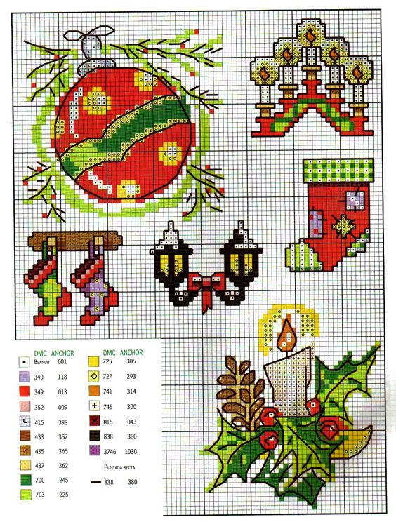 Candle Christmas ball cross stitch pattern