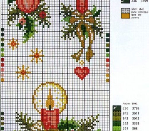 Christmas candles cross stitch pattern