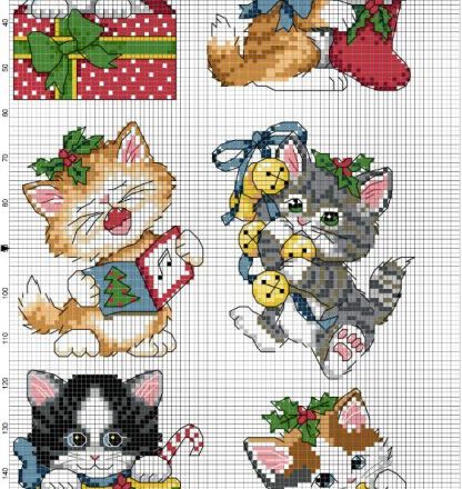 Christmas kittens cross stitch patterns