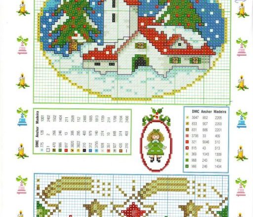 Christmas landscape cross stitch pattern