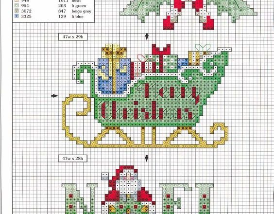 Christmas sleigh cross stitch pattern