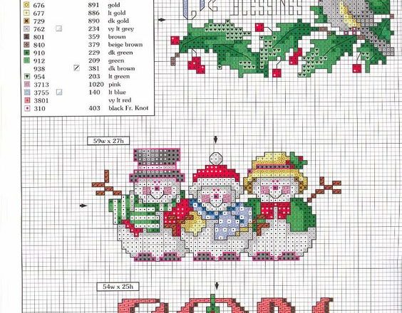 Christmas snowmen cross stitch patterns