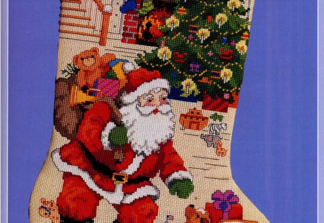 Christmas stocking with Santa Claus and sledge (2)