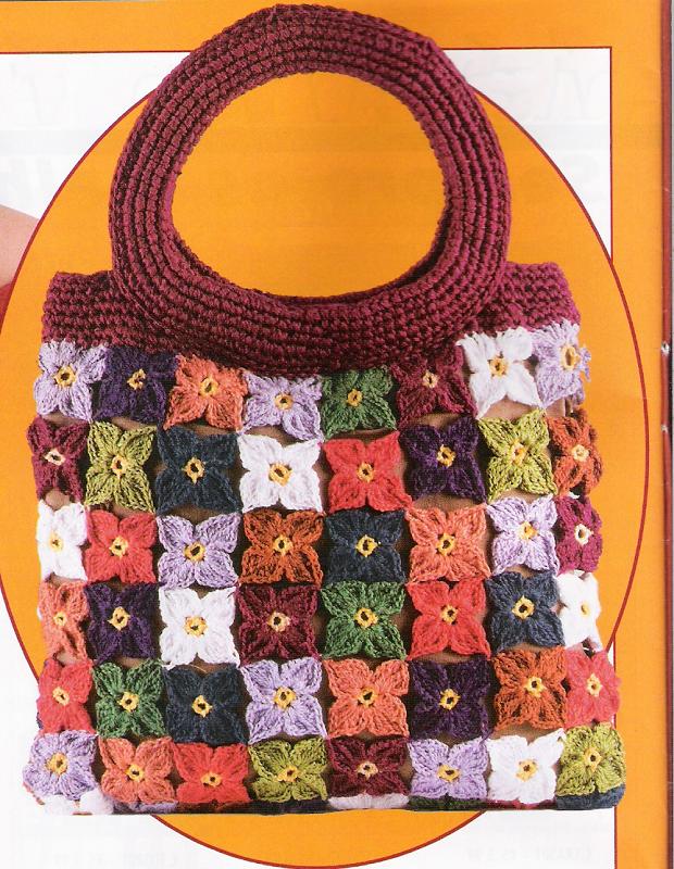 Crochet bag with colorful flowers (1)