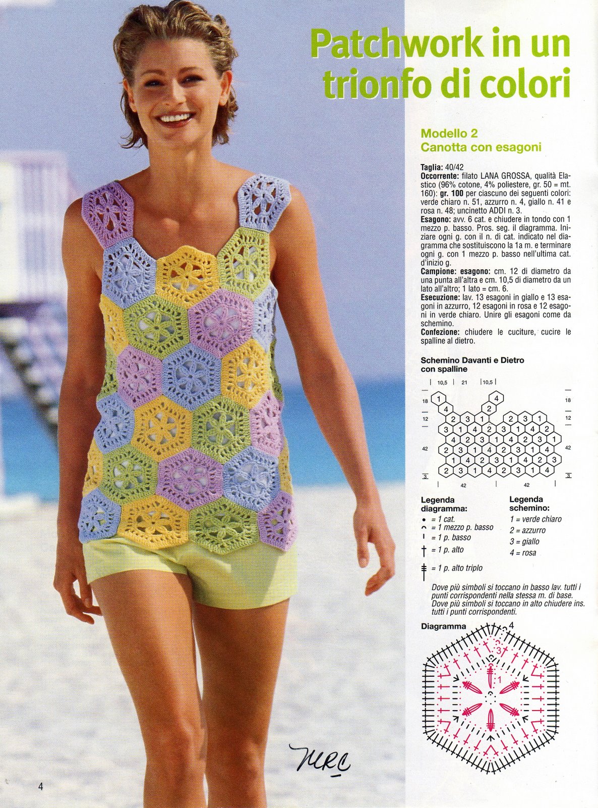 Crochet tank top with hexagons