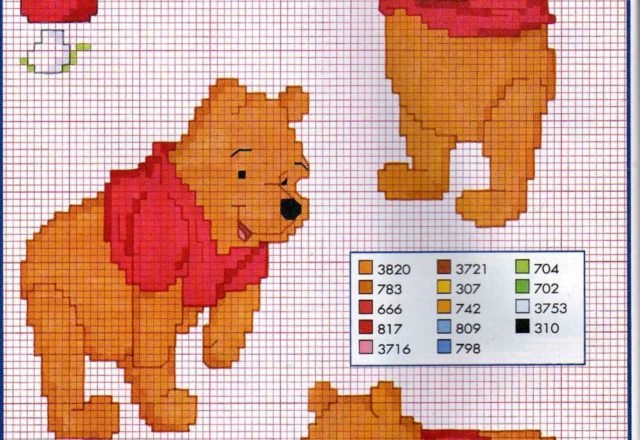 Cross stitch Winnie The Pooh and mushrooms