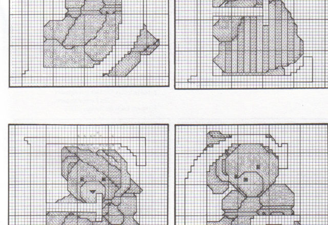 Cross stitch alphabet with sweet teddy bears (5)