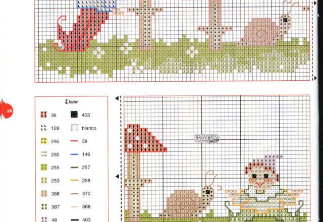 Cross stitch baby nappy stacker with goblins (2)