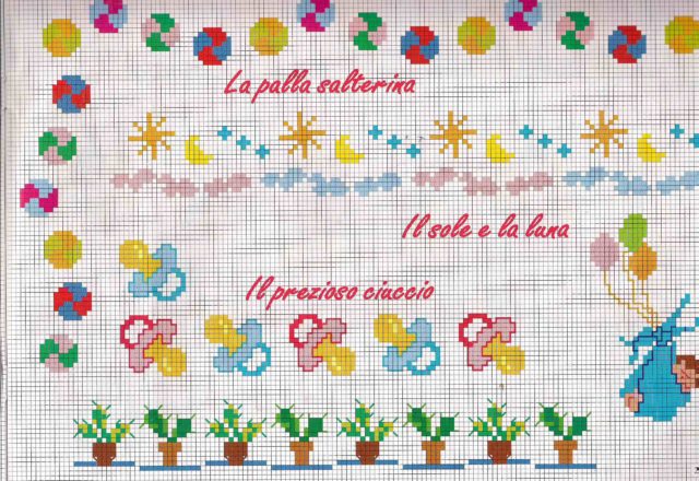 Cross stitch border with pacifiers