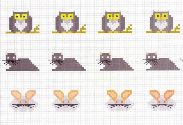 Cross stitch borders whales owls pigs cats and rabbits