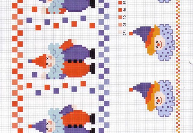 Cross stitch pattern with baby clowns