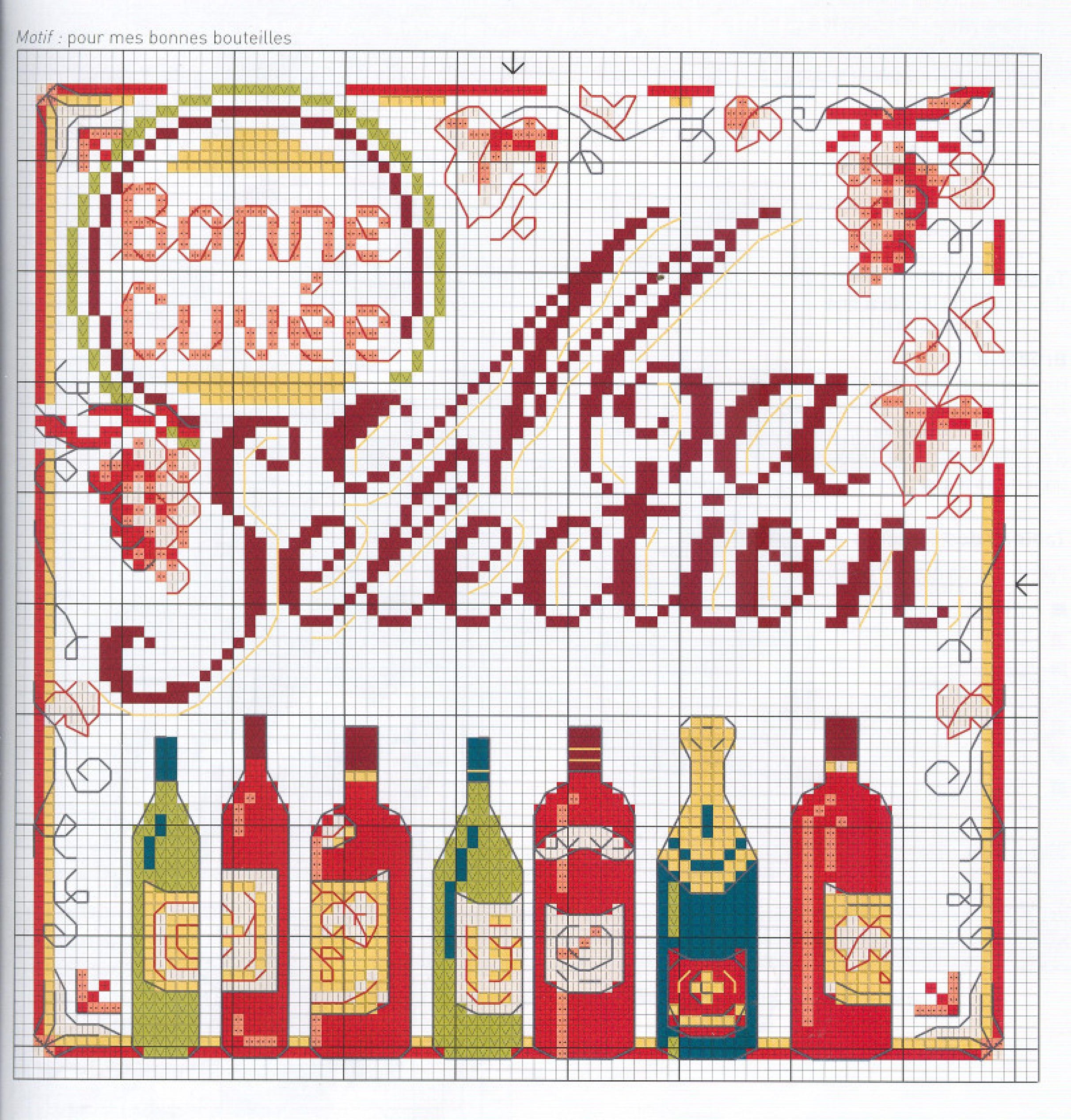 Cross stitch pattern with wine bottles (2)