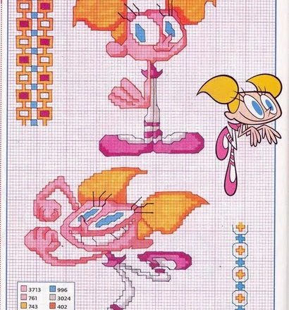 Cross stitch patterns of Dexter’ s Laboratory and the sister (2)