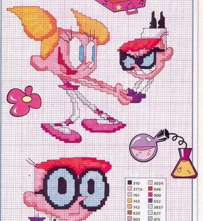 Cross stitch patterns of Dexter’ s Laboratory and the sister (3)