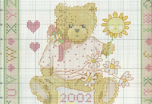 Cross stitch sampler with teddy bear it’ s a girl (3)