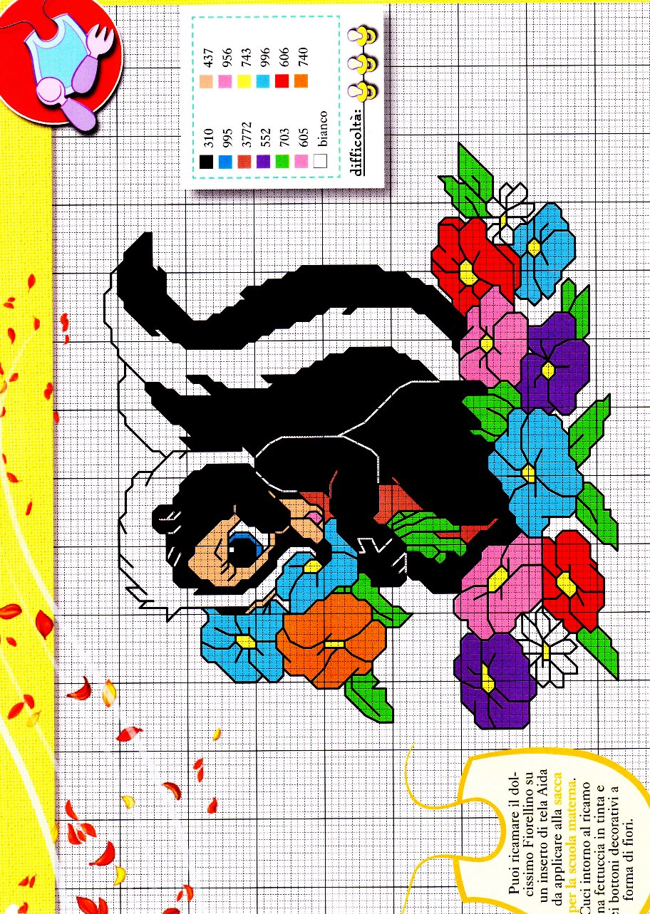 Cross stitch the skunk Flower (2)