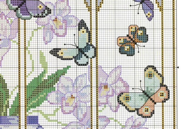 Cute butterflies on the window cross stitch pattern (1)