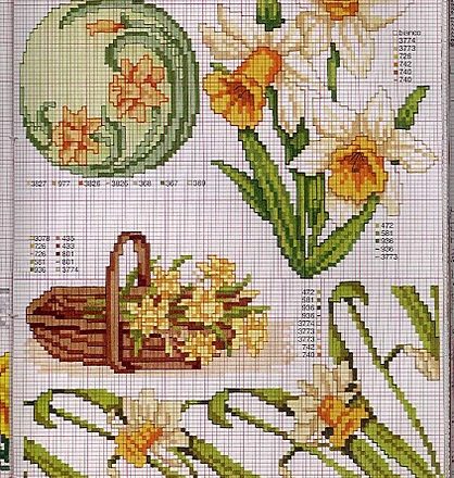 Daffodil flowers cross stitch pattern (2)