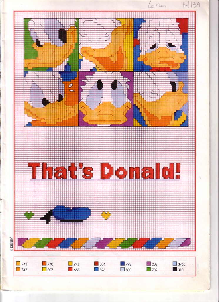 Disney Donald Duck rectangles cross stitch