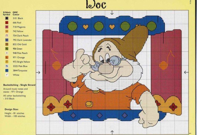 Doc The Seven Dwarfs cross stitch pattern