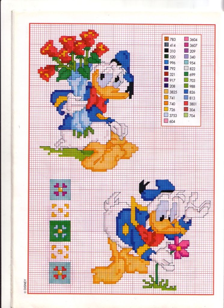 Donald Duck picking flowers for Daisy Duck and think of her