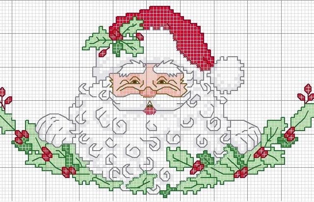 Face of Santa Claus and holly