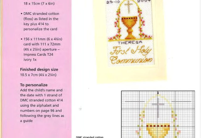 First Holy Communion cross stitch pattern