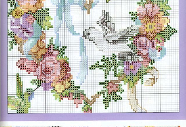 Floral garlands of four seasons cross stitch pattern (3)