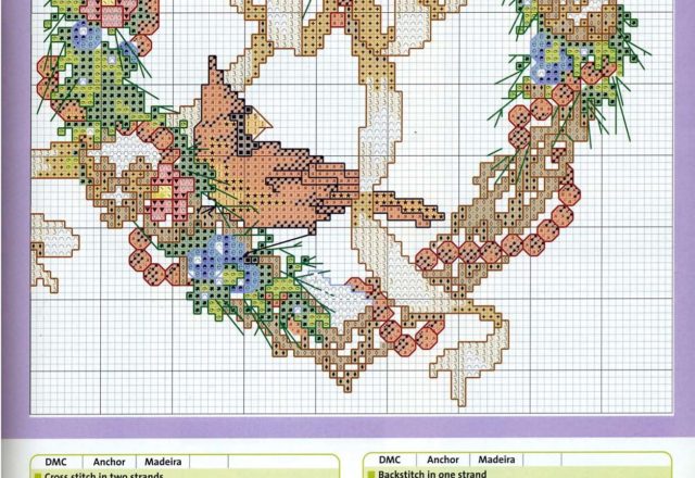 Floral garlands of four seasons cross stitch pattern (5)