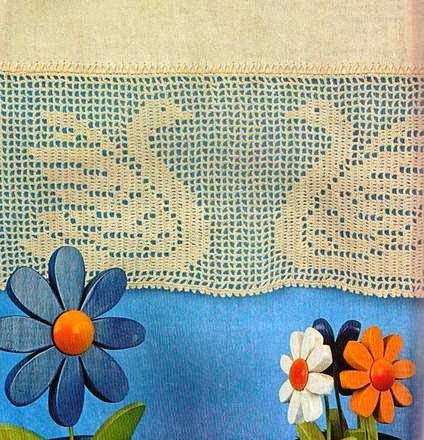 Free crochet filet border with swans (1)