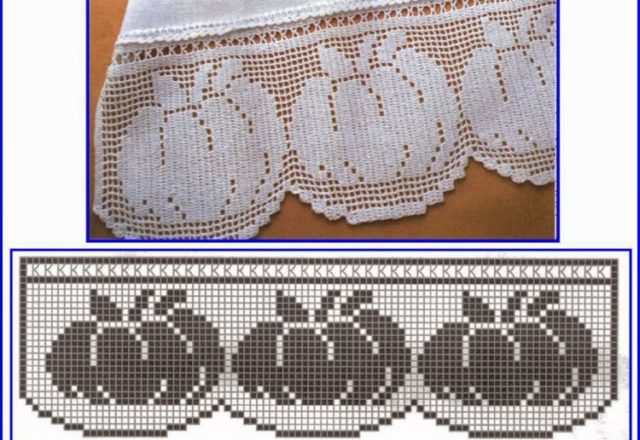 Free crochet filet border with tomatoes