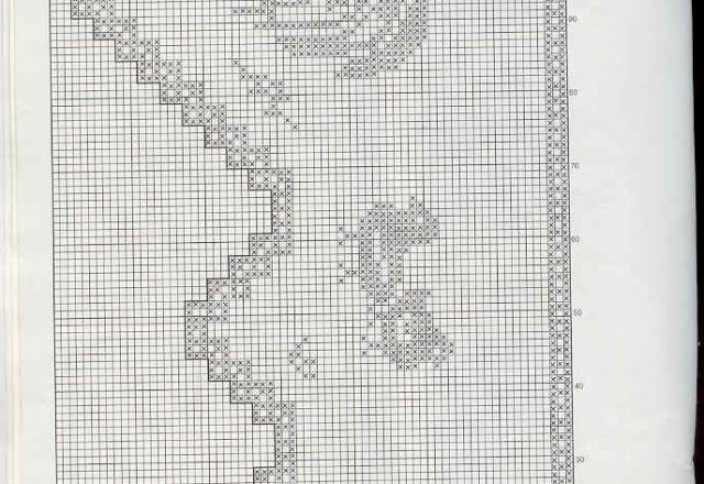 Free crochet filet pattern border with rooster and chicks