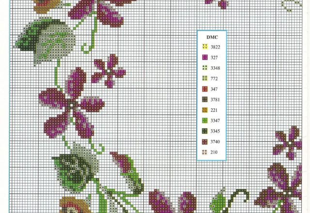 Garland of violets cross stitch pattern (1)