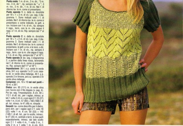 Green jersey for women knitting pattern