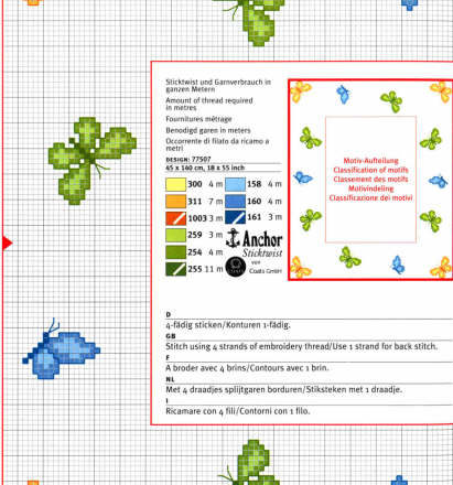 Green yellow and blue butterflies cross stitch patterns