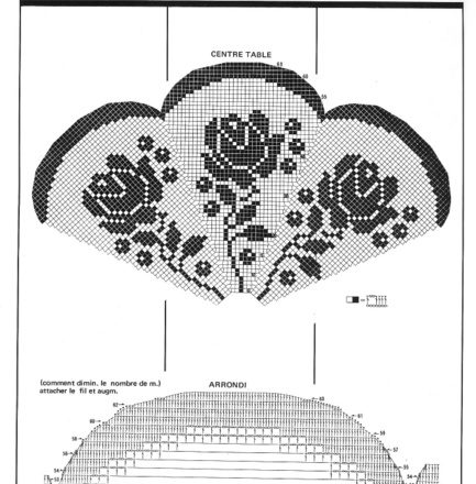 Round filet doily with slices with roses free download (2)