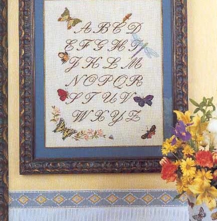 Sampler Cross stitch letters cursive and butterflies (1)