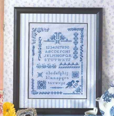 Sampler cross stitch blue (1)