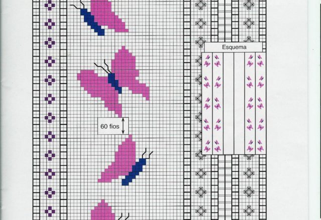 Small cross stitch patterns violet butterflies (2)