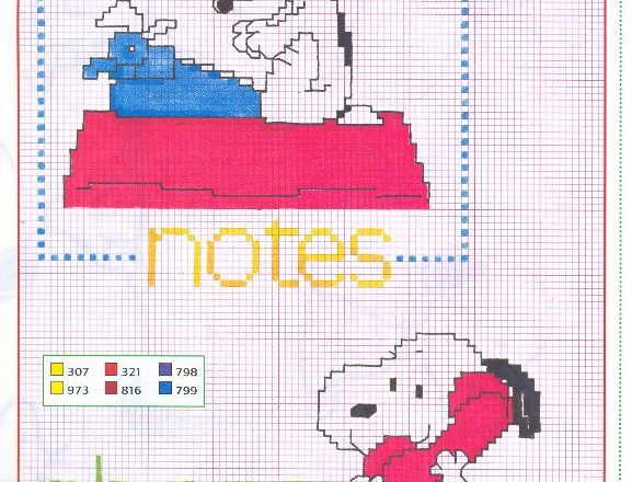 Snoopy notes phone cross stitch pattern