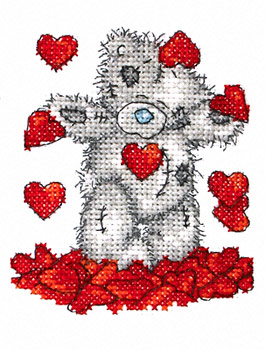 Teddy bear with small hearts free cross stitch pattern (1)
