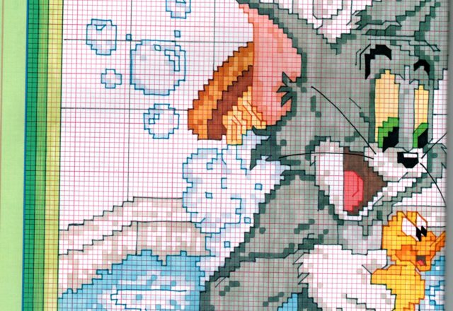 Tom and Jerry in the bath cross stitch pattern (1)