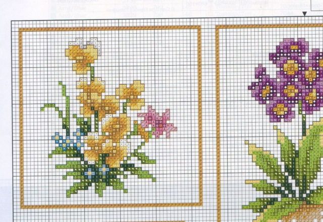 Various mixed flowers free cross stitch patterns (5)