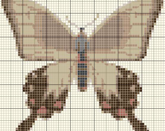 White and brown cross stitch butterfly