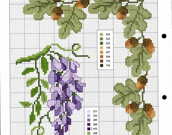 Wisteria flowers cross stitch pattern