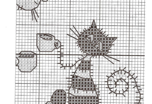 Witch and cat cross stitch pattern (3)